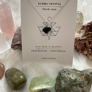 Black Onyx Gemstone Crystal Choker Necklace